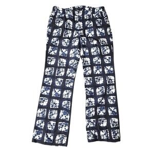 Lafayette 148 New York Linen Blend Pants 8 Blue White Mid Rise Flat Front Casual